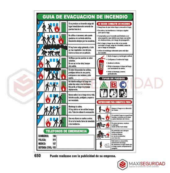 Cartel Guía Evacuación 4 colores