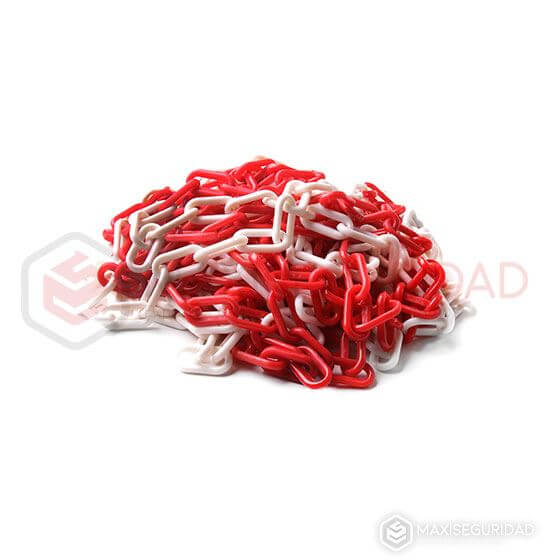 Cadena plástica x metro bicolor roja/blanca